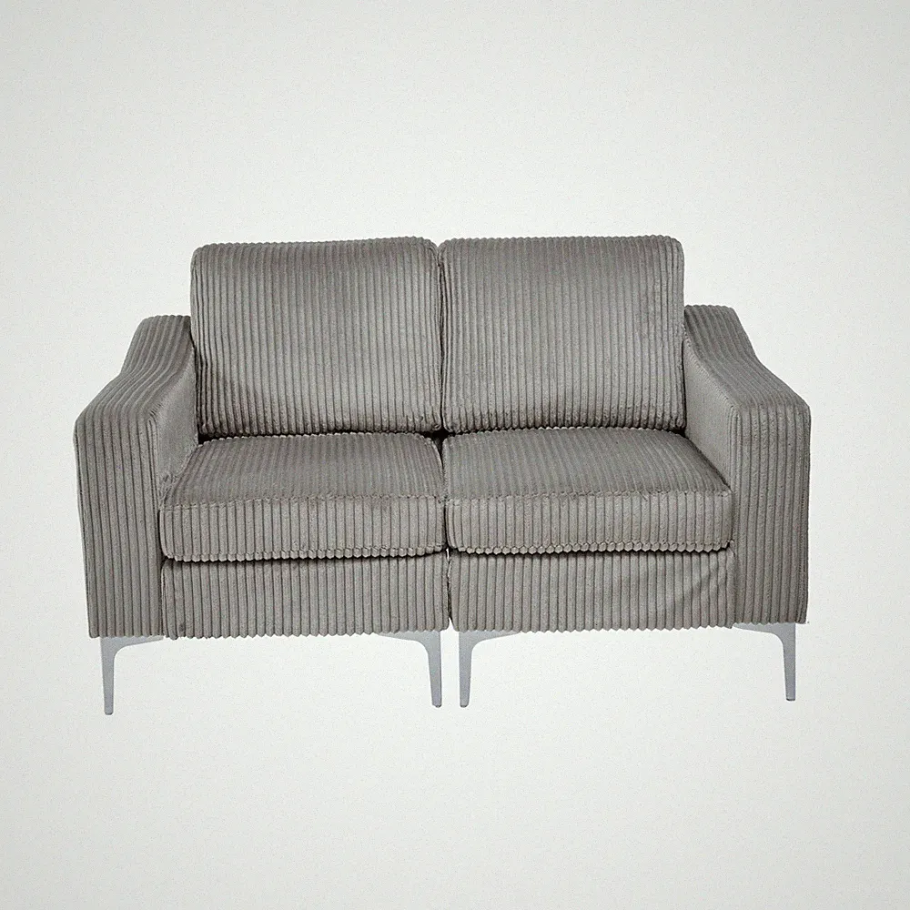 Modular Sectional Two-Seater Sofa, Corduroy, Gray