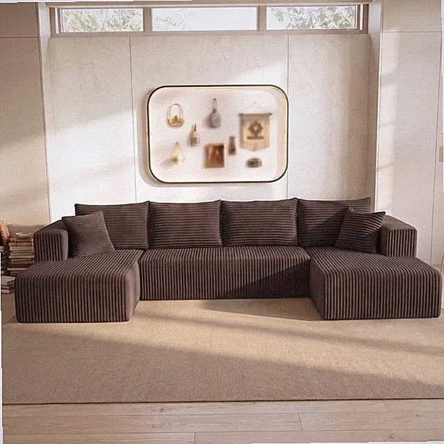 Modular Sectional U Shaped Sofa Couch, Boneless Sleeper Couch Floor Sofa Lounger