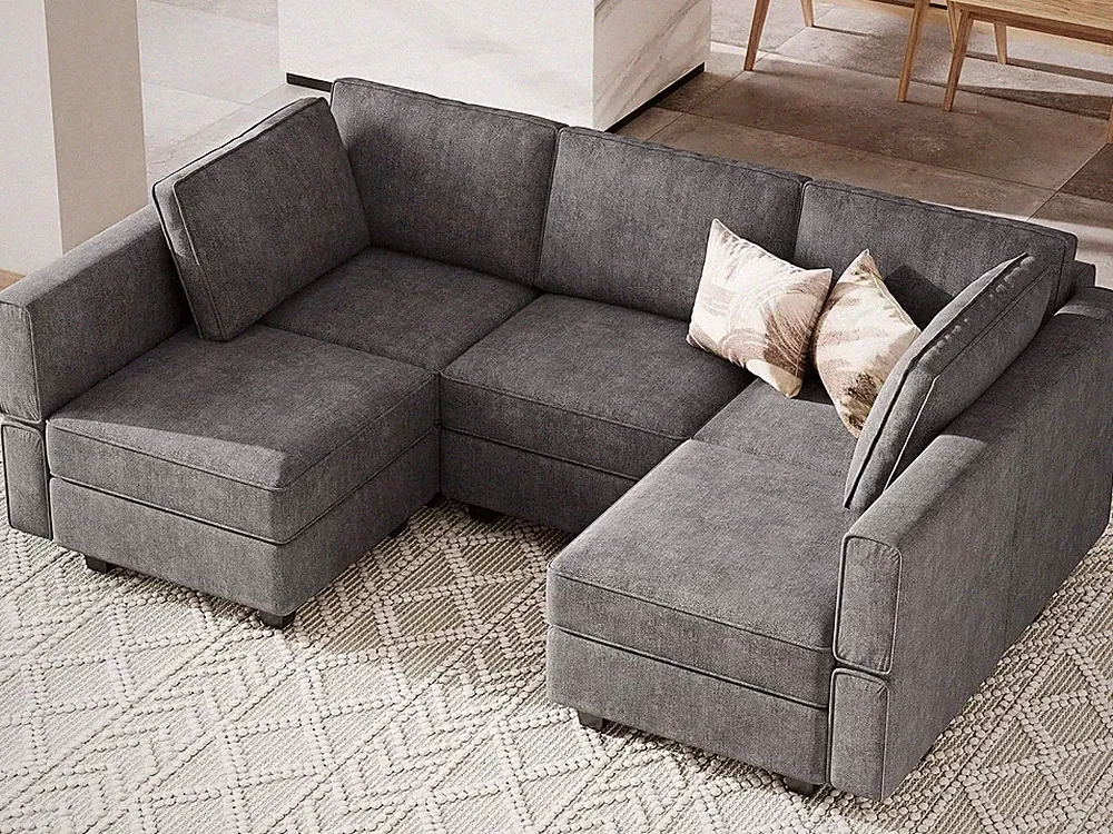 Modular Sectional U Shaped Sofa Small Reversible Chaise Sectional Couch Converti