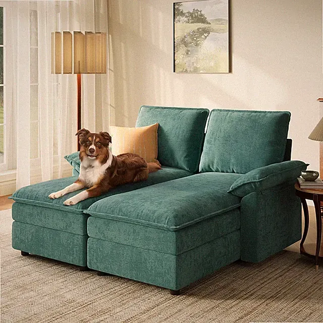 Modular Sofa Chaise Lounge, 65" Cloud Sofa Bed Lounge with Armrests, Chenille Sl