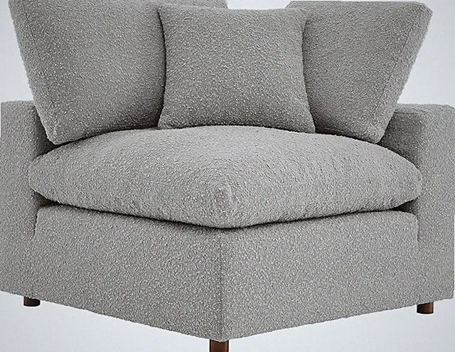 Modular Sofa Commix Down-Filled Overstuffed Boucle Fabric, Corner Chair, Light G