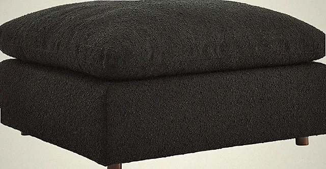 Modular Sofa Commix down Filled Overstuffed Boucle Fabric Ottoman, Black