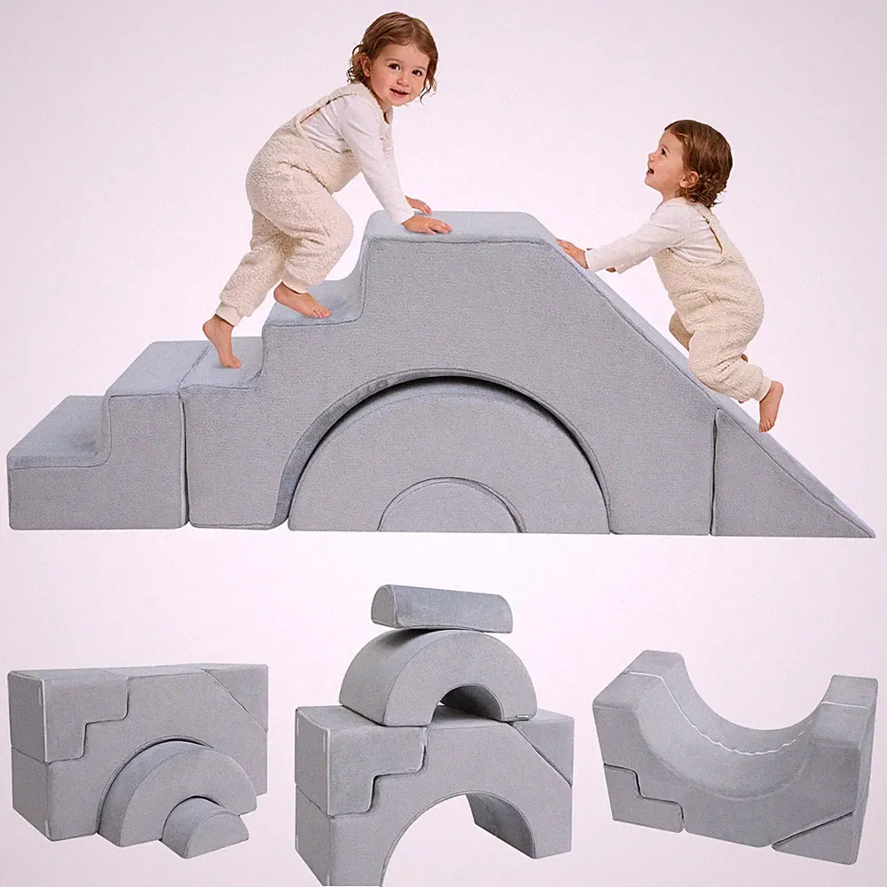 Modular Sofa – Convertible Foam Couch with Slide & Stair, Playroom & Bedroom...