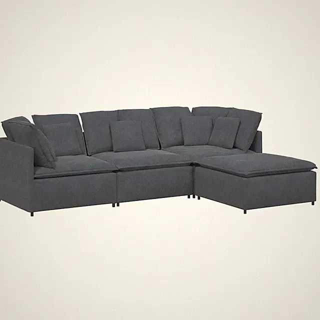 Modular Sofa Dark Gray Velvet (100% Polyester), Foam, Metal, Wood vidaXL