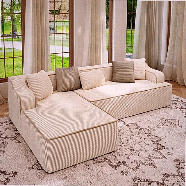 Modular Sofa for Living Room Sectional Couch L-Shaped Chaise Corduroy Armchair