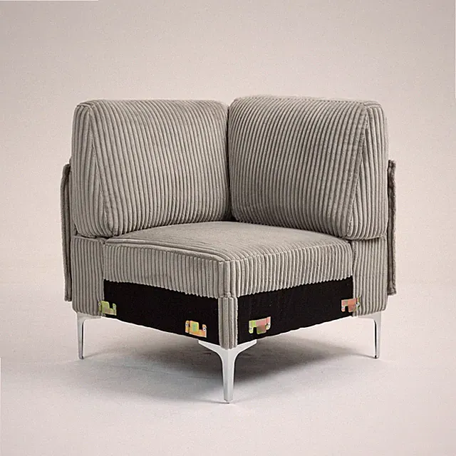 Modular Sofa in Gray Corduroy, DIY Sectional Chaise Multiple Configurations