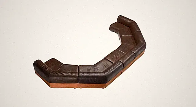 Modular sofa, leather, teak, Europe, 1970s