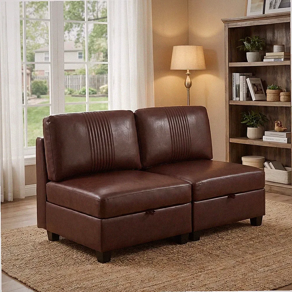 Small Space Leather Sectional