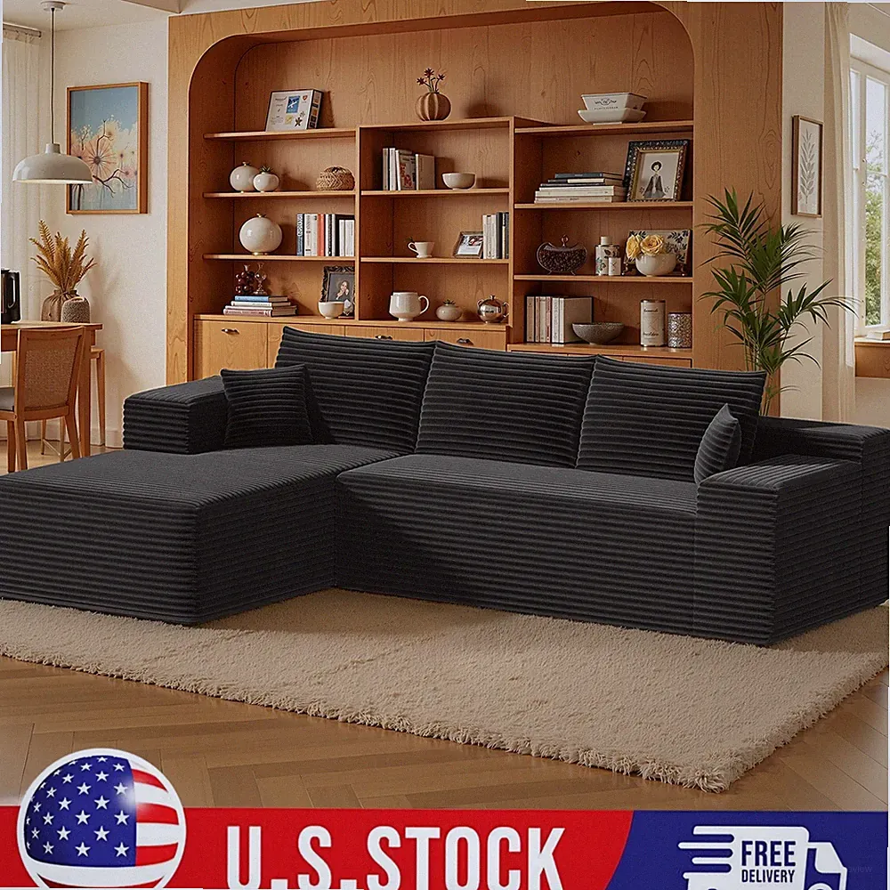 Modular Sofa Sectional Couch Sleeper Sofa L-Shape Corduroy-style Plush Chaise