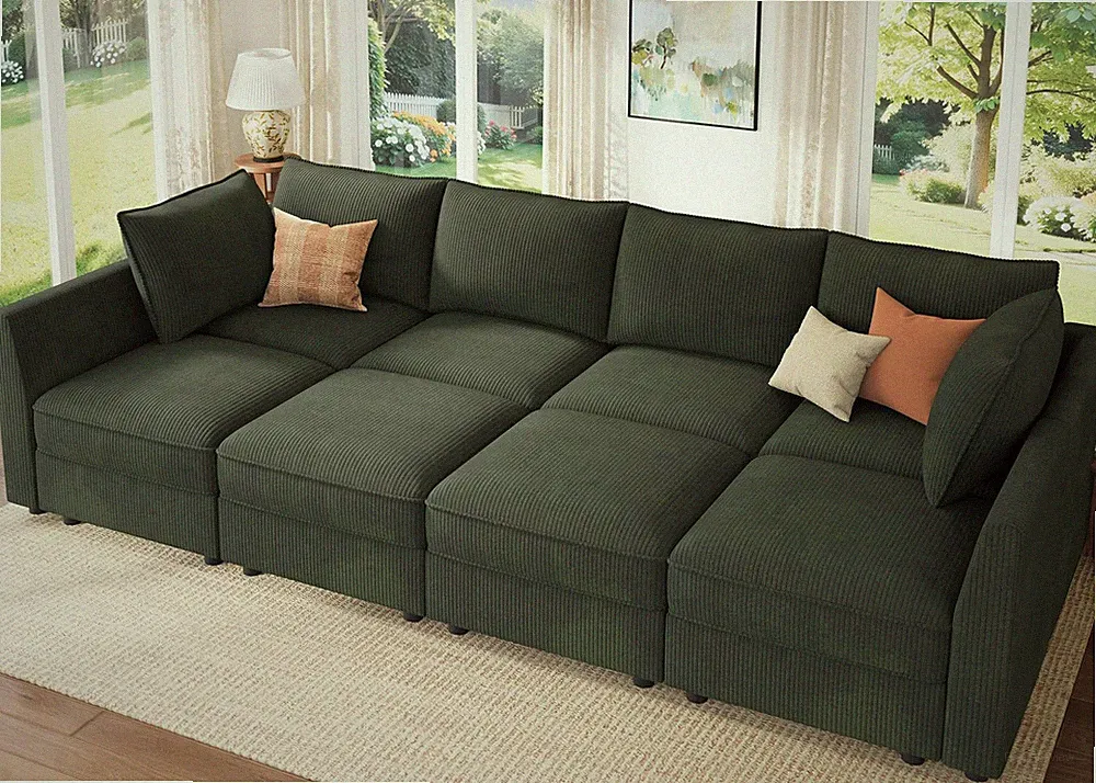 Modular Sofa Sectional Sleeper Couch with Storage Seat Reversible Sectional S...