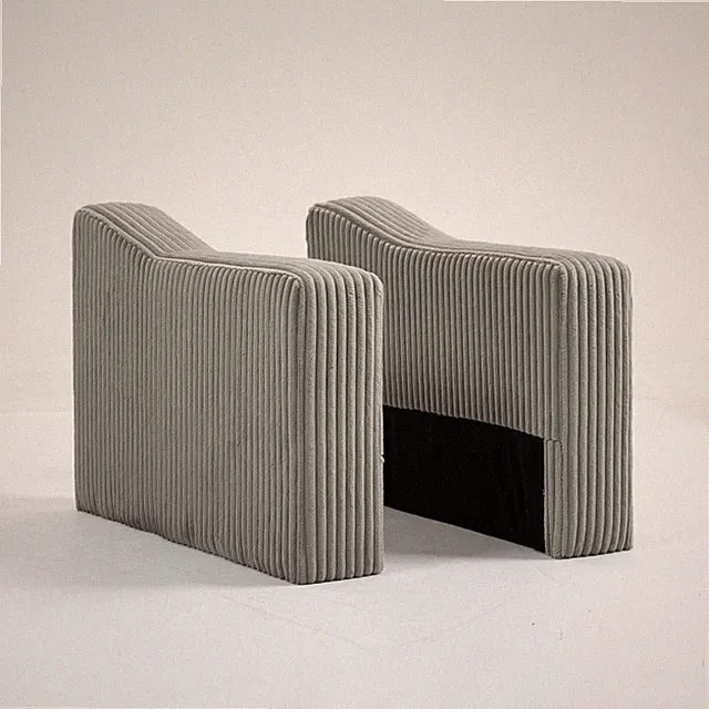 Modular Sofa Single Armrest Backrest Module, Gray Corduroy