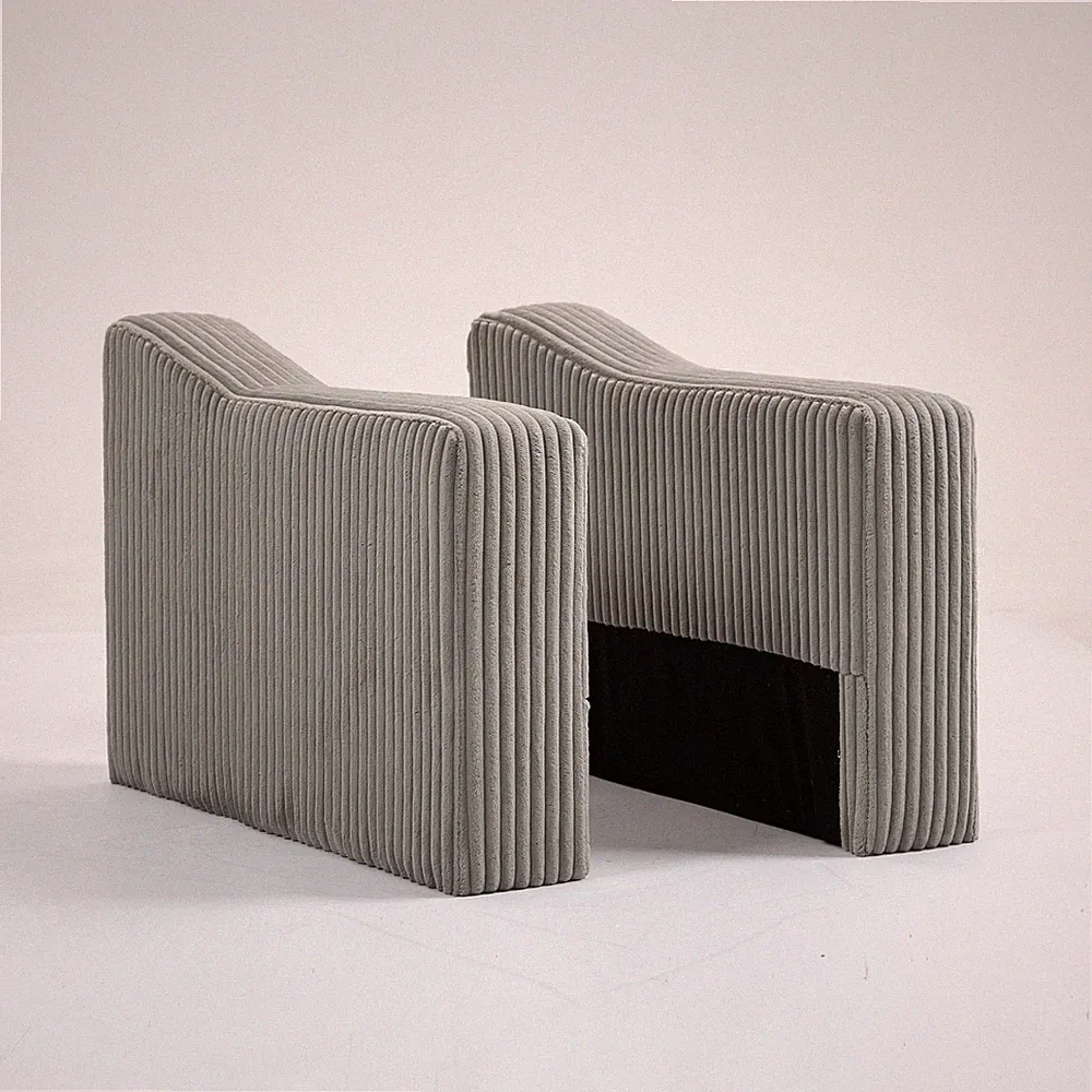 Modular Sofa Single Armrest Backrest Module, Gray Corduroy Sectional