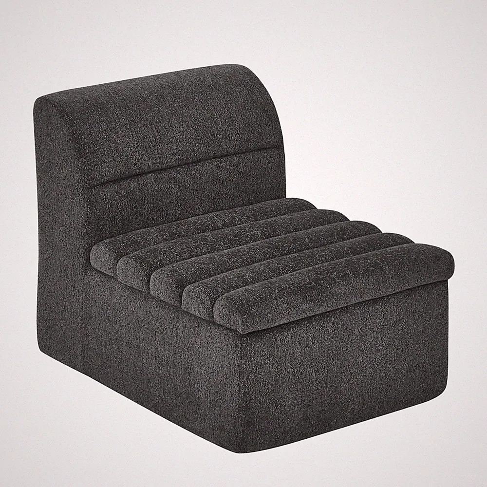 Modular Sofa Single Chair, Black Chenille, Tight Back