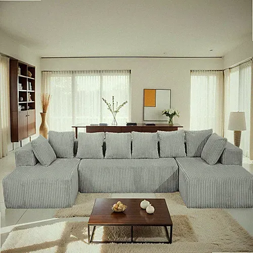 Modular U-Shaped Sectional Sofa,130-inch 4-Seater Chaise Lounge with Reversible