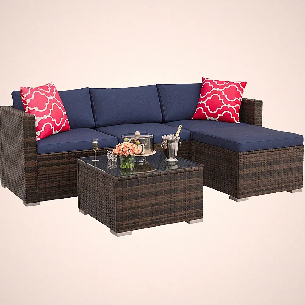 Modular Wicker Patio Sofa Set Outdoor Sectional Couch Conversation Furniture