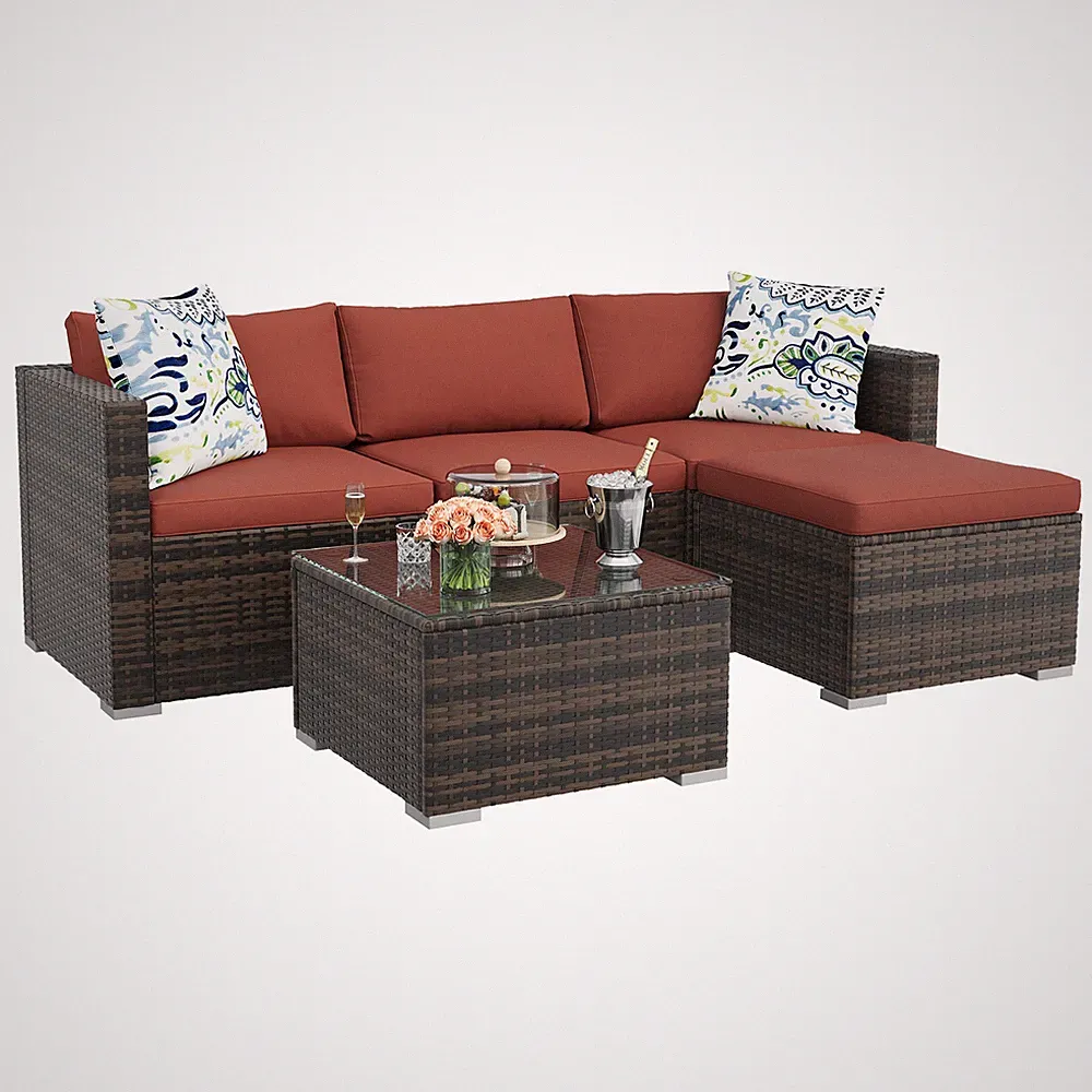 Modular Wicker Patio Sofa Set Outdoor Sectional Couch Conversation Furniture