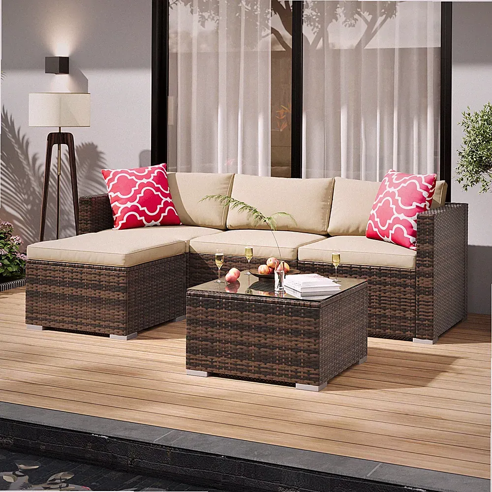 Modular Wicker Patio Sofa Set Outdoor Sectional Couch Conversation Furniture