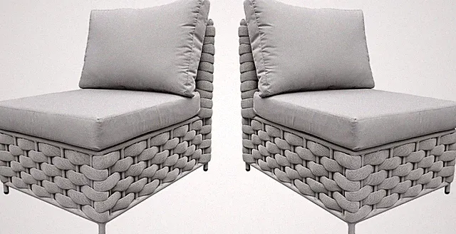 Modular Woven Rope Outdoor Sofa Set TWT Khaki Gray 2 Armless Seats for Balcony