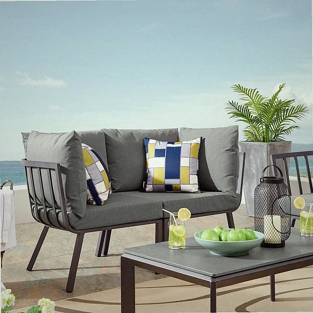 Modway 2 Piece Aluminum Sectional Sofa Set