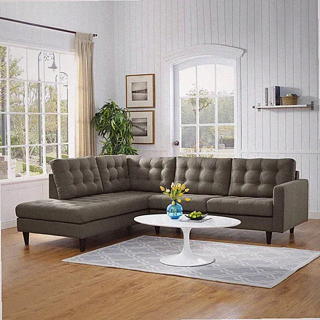 Modway 2 Piece Upholstered Fabric Left Facing Bumper Sectional