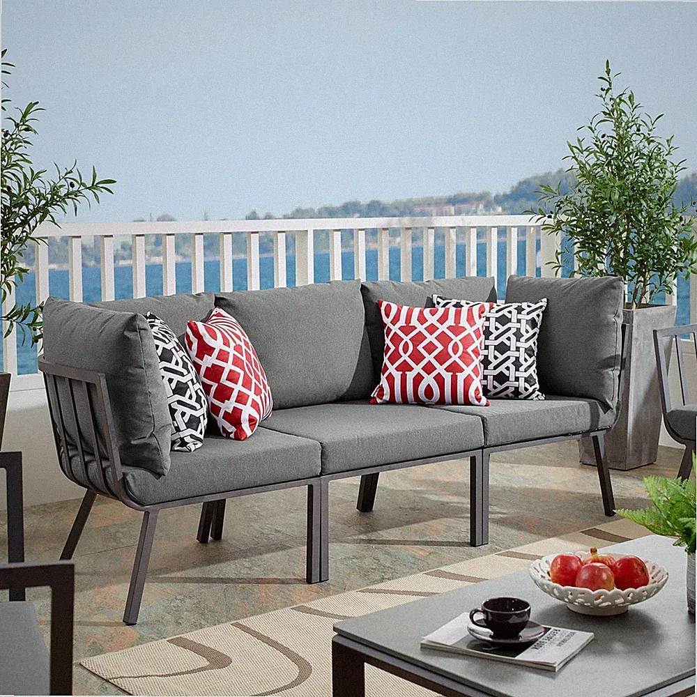 Modway 3 Piece Aluminum Sectional Sofa Set