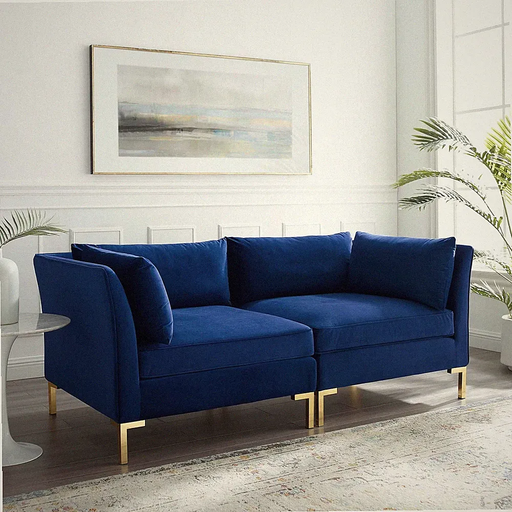 Modway Ardent Performance Velvet Loveseat in Navy