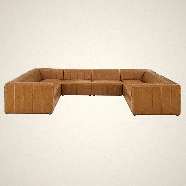 Modway Bartlett 8-Piece Faux Leather Upholstered Sectional Sofa in Tan