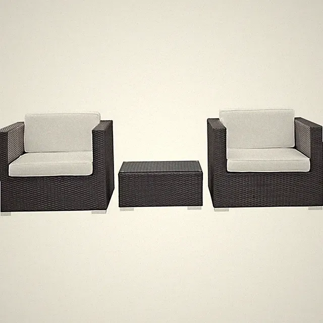 Modway Burrow 3 Piece Outdoor Sofa Set in Espresso and White