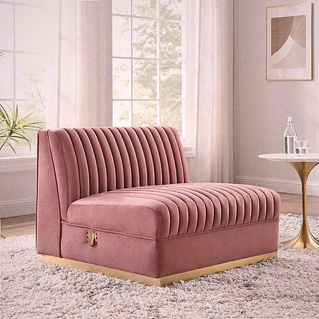 Modway Channel Tufted Performance Velvet Modular Sectional Sofa Armless Chair