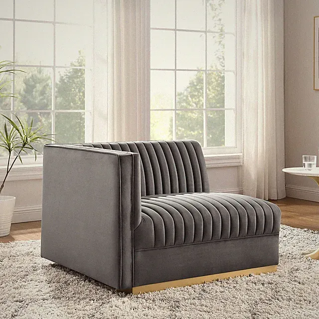 Modway Channel Tufted Performance Velvet Modular Sectional Sofa Left-Arm Chair