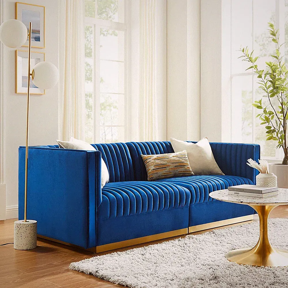 Modway Channel Tufted Performance Velvet Modular Sectional Sofa Loveseat