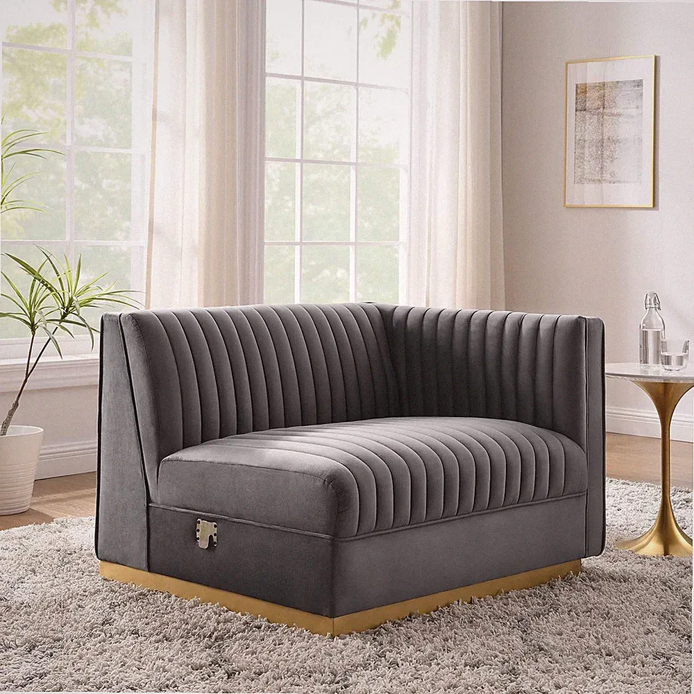 Modway Channel Tufted Performance Velvet Modular Sectional Sofa Right-Arm Chair