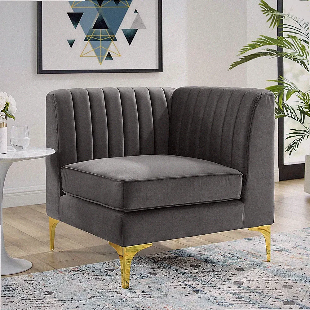 Modway Channel Tufted Performance Velvet Sectional Sofa Corner Chair