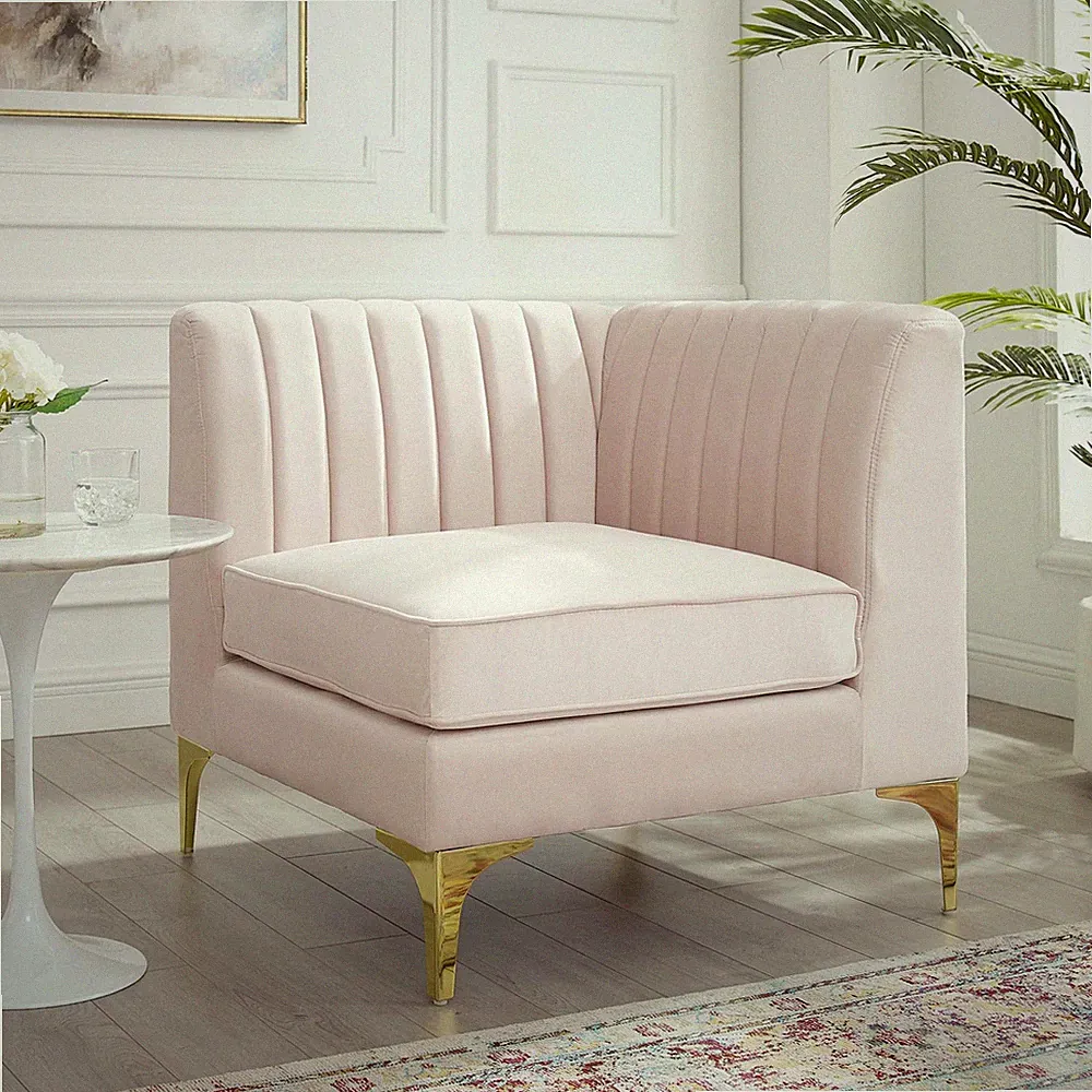 Modway Channel Tufted Performance Velvet Sectional Sofa Corner Chair