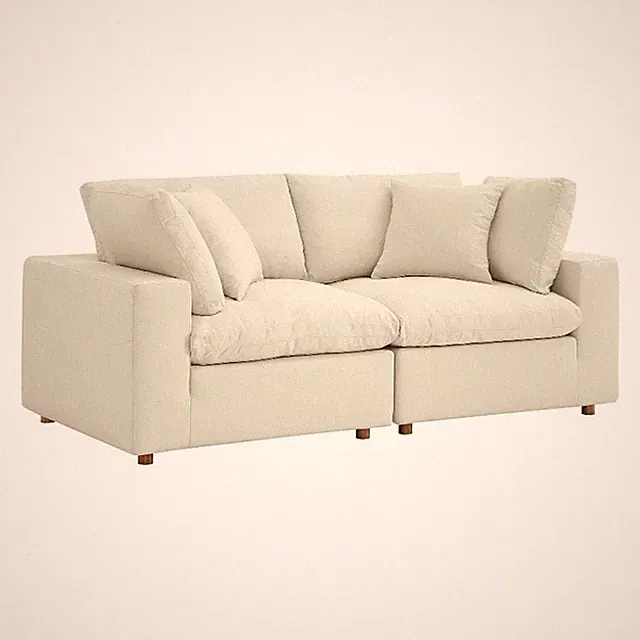 Modway Commix 2-Piece Fabric Down Filled Sectional Sofa in Light Beige