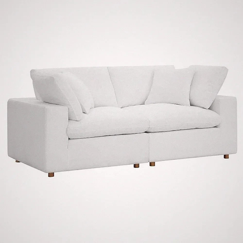 Modway Commix 2-Piece Fabric Down Filled Sectional Sofa in Pure White