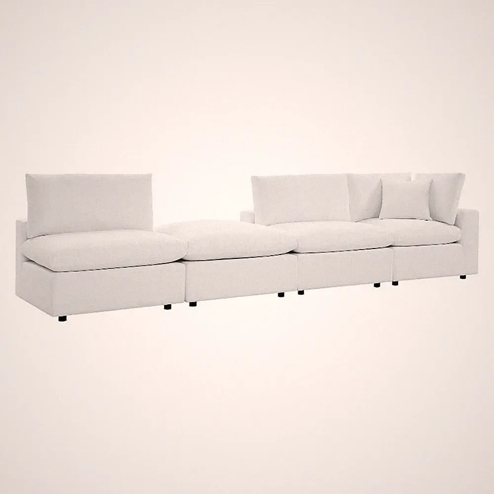 Modway Commix 4-Piece Modern Fabric Upholstered Outdoor Sectional Sofa in White