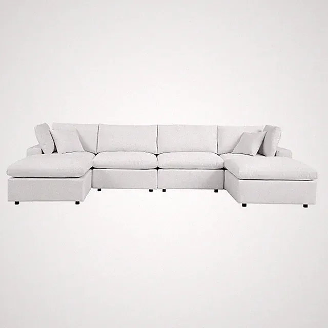 Modway Commix 6-Piece Modern Fabric Outdoor Sectional Sofa in White