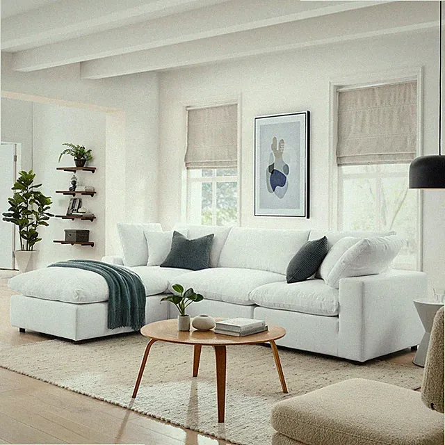 Modway Commix Down Filled Overstuffed 4 Piece Sectional Sofa Set in Pure White