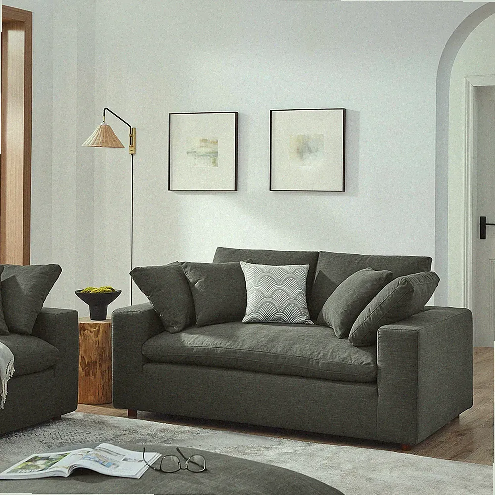 Modway Commix Down-Filled Overstuffed Upholstered 2-Seater Loveseat in Gray