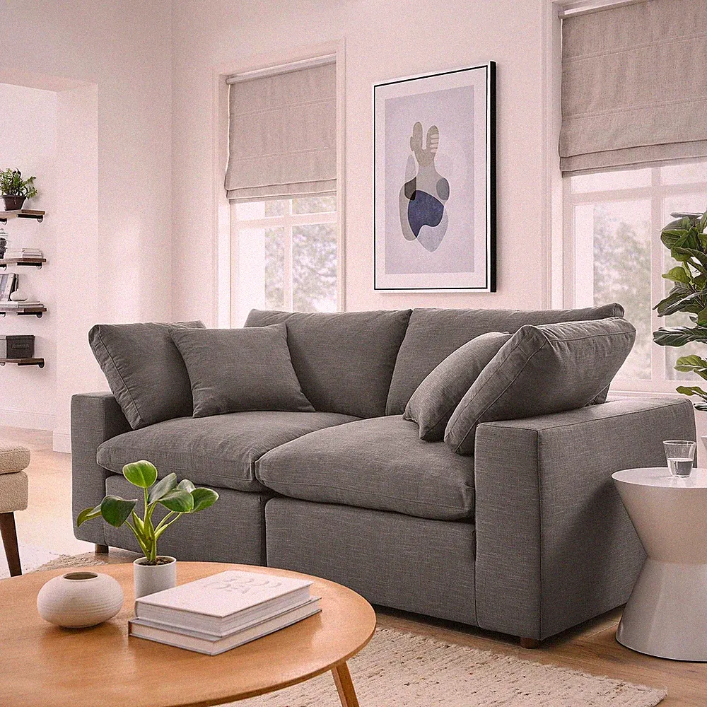 Modway Commix Down-Filled Overstuffed Upholstered Loveseat in Gray