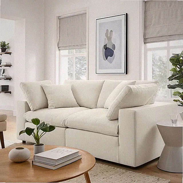 Modway Commix Down-Filled Overstuffed Upholstered Loveseat in Light Beige
