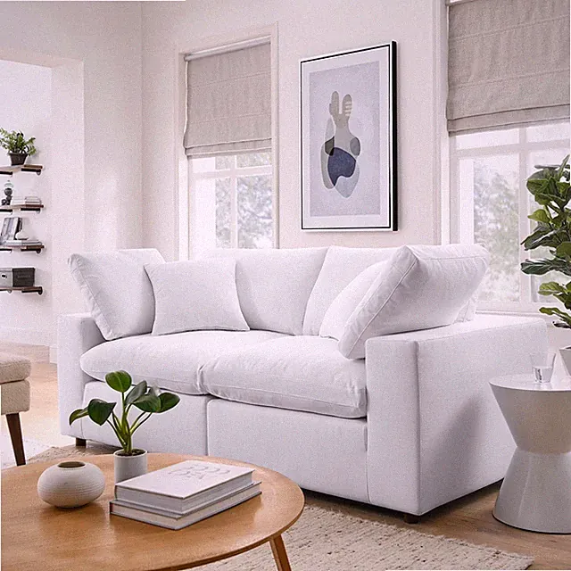Modway Commix Down-Filled Overstuffed Upholstered Loveseat in Pure White