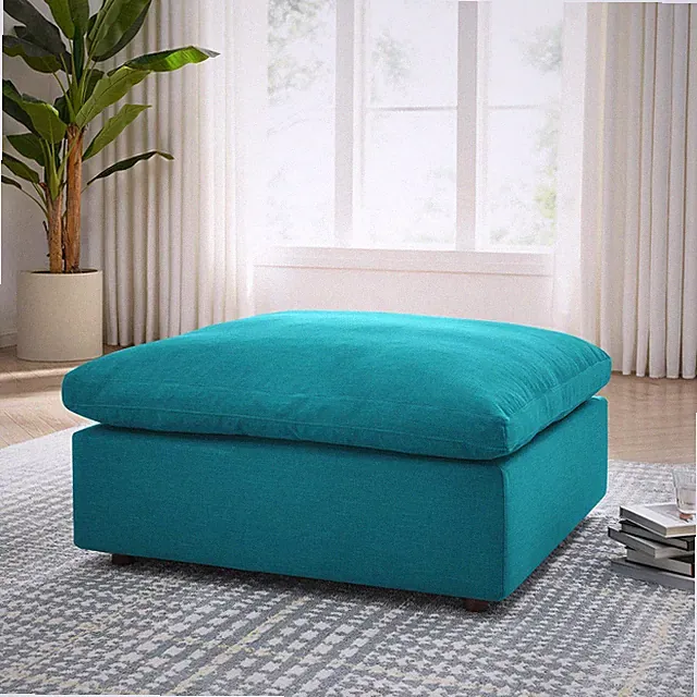 Modway Commix Down-Filled Overstuffed Upholstered Sectional Sofa Ottoman in Teal