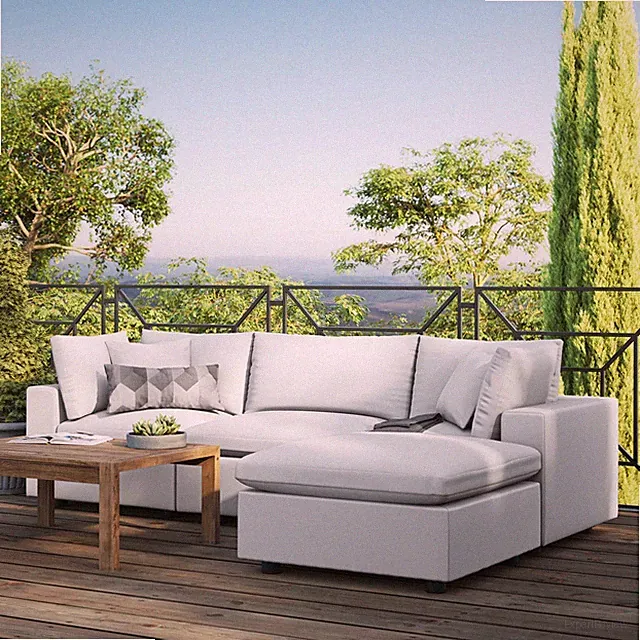 Modway Commix Outdoor Patio 4-Piece Sectional Sofa in White