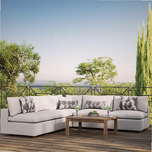 Modway Commix Outdoor Patio 5-Piece Sectional Sofa in White