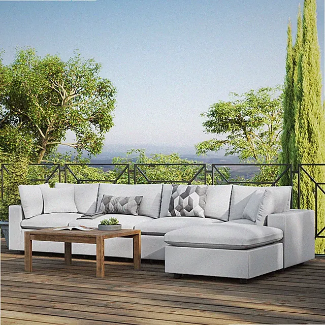 Modway Commix Outdoor Patio 5-Piece Sectional Sofa in White