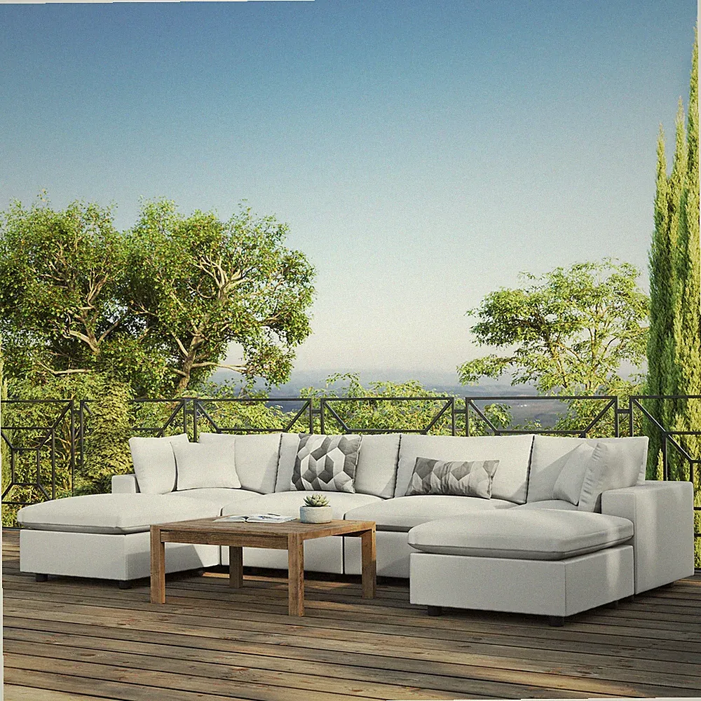 Modway Commix Outdoor Patio 6-Piece Sectional Sofa in White