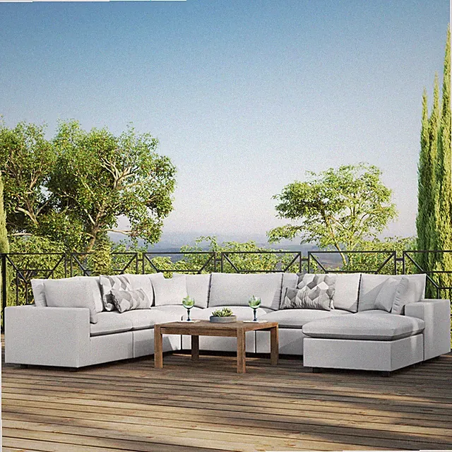 Modway Commix Outdoor Patio 7-Piece Sectional Sofa in White