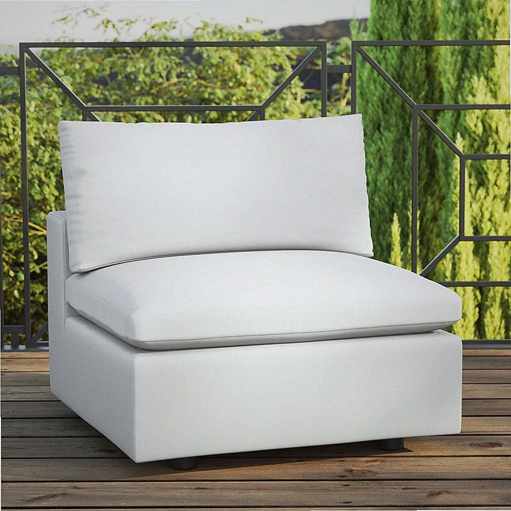 Modway Commix Outdoor Patio Overstuffed Sectional Sofa Armless Chair in White